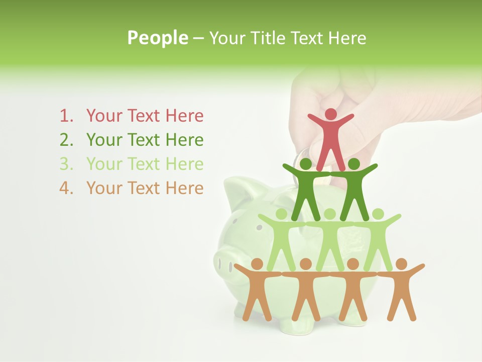 A Person Putting A Coin Into A Green Piggy Bank PowerPoint Template