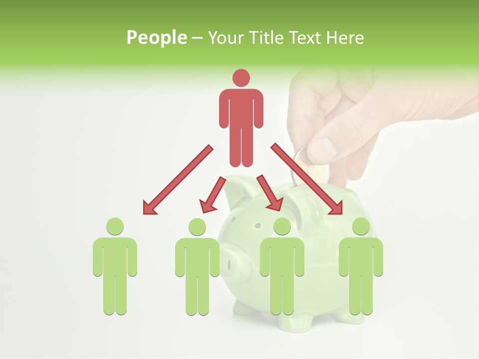 A Person Putting A Coin Into A Green Piggy Bank PowerPoint Template