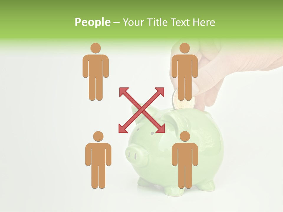 A Person Putting A Coin Into A Green Piggy Bank PowerPoint Template