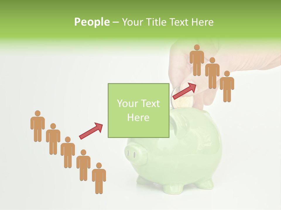 A Person Putting A Coin Into A Green Piggy Bank PowerPoint Template