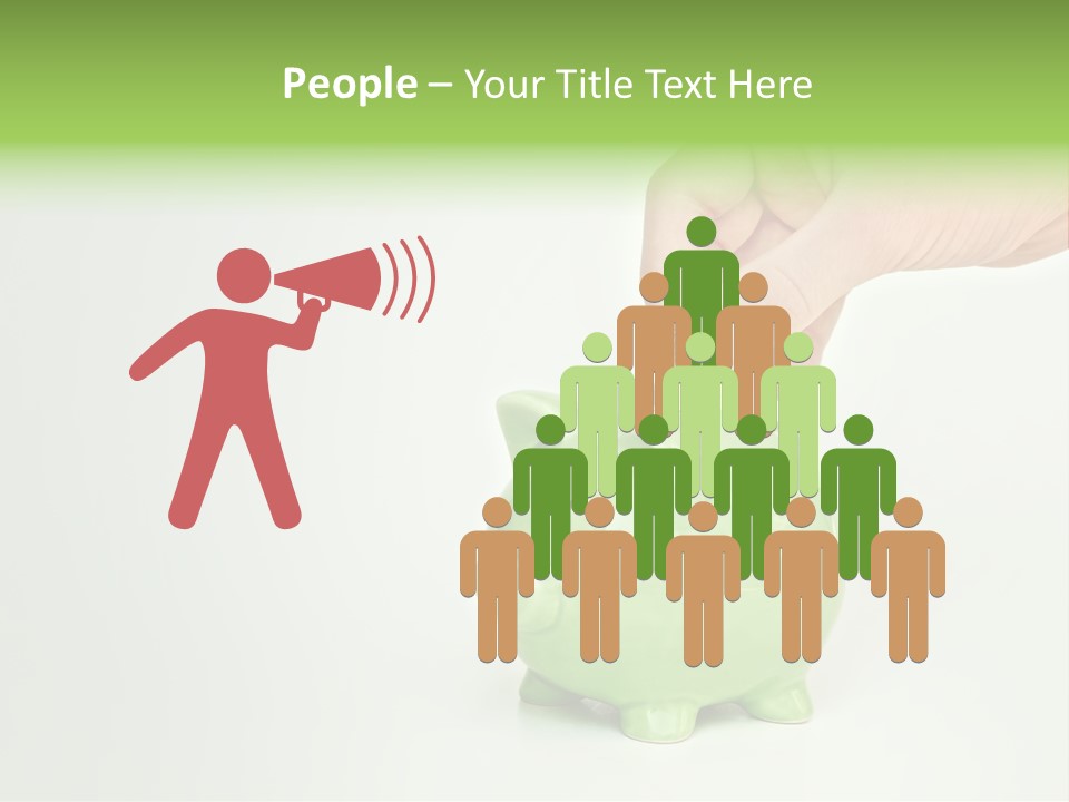 A Person Putting A Coin Into A Green Piggy Bank PowerPoint Template