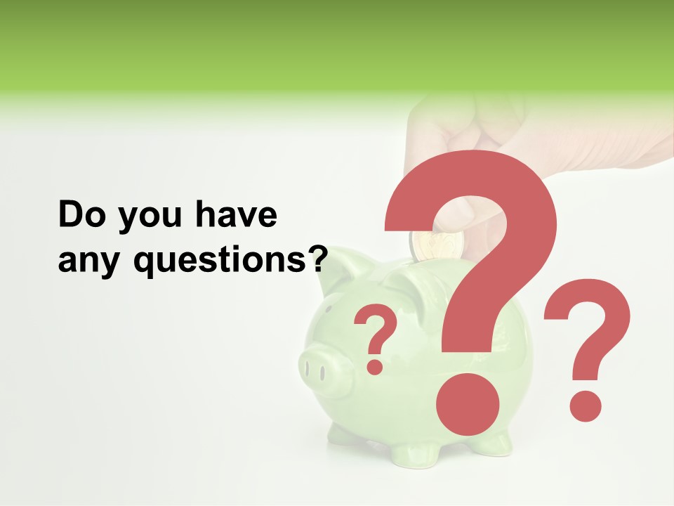 A Person Putting A Coin Into A Green Piggy Bank PowerPoint Template
