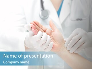 A Doctor Holding A Patient's Hand With A Stethoscope PowerPoint Template