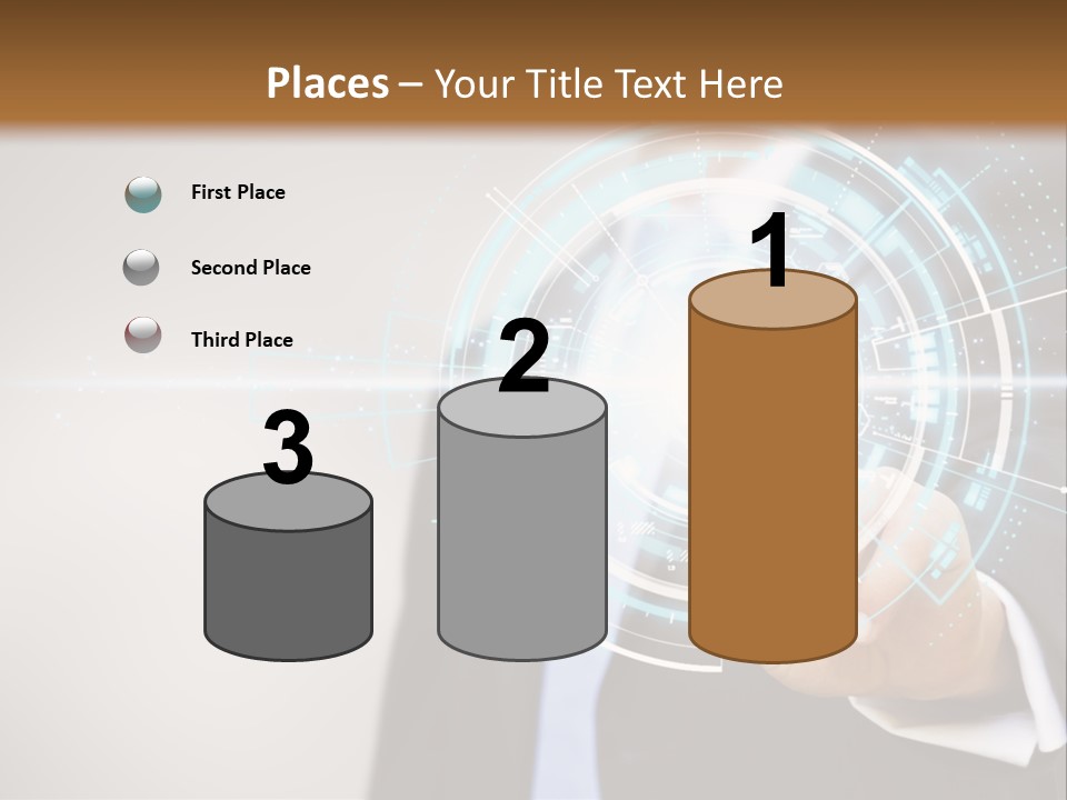 A Man In A Suit Touching A Button On A Touch Screen PowerPoint Template