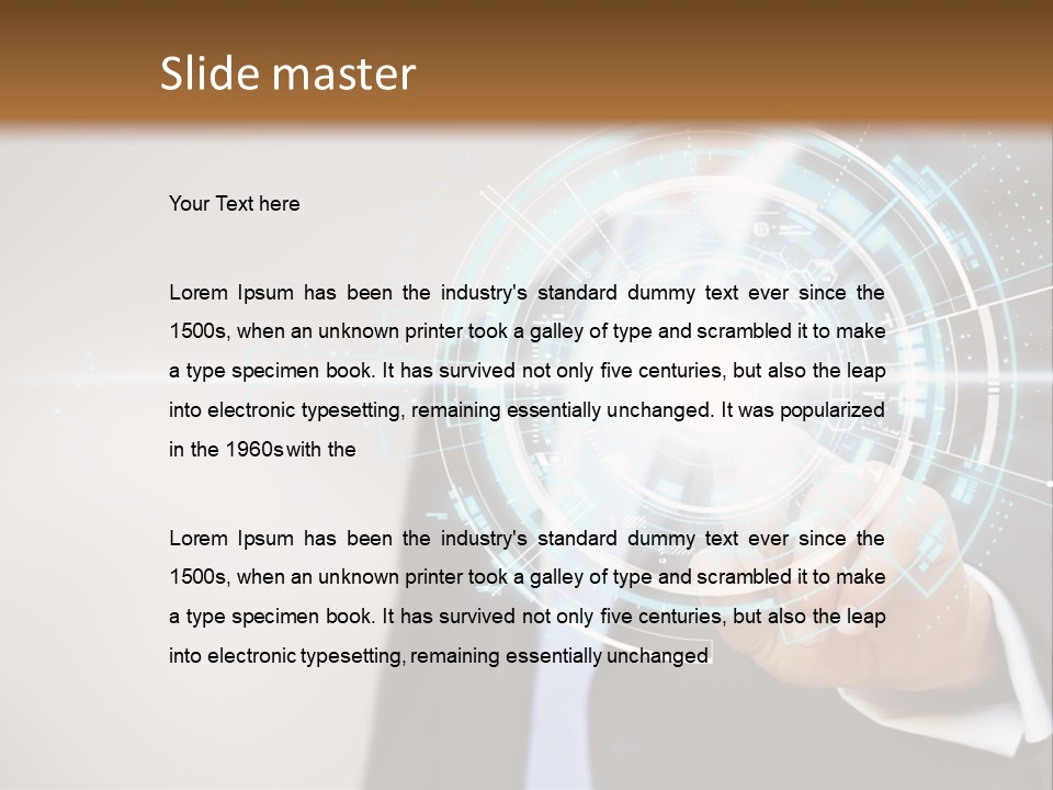 A Man In A Suit Touching A Button On A Touch Screen PowerPoint Template