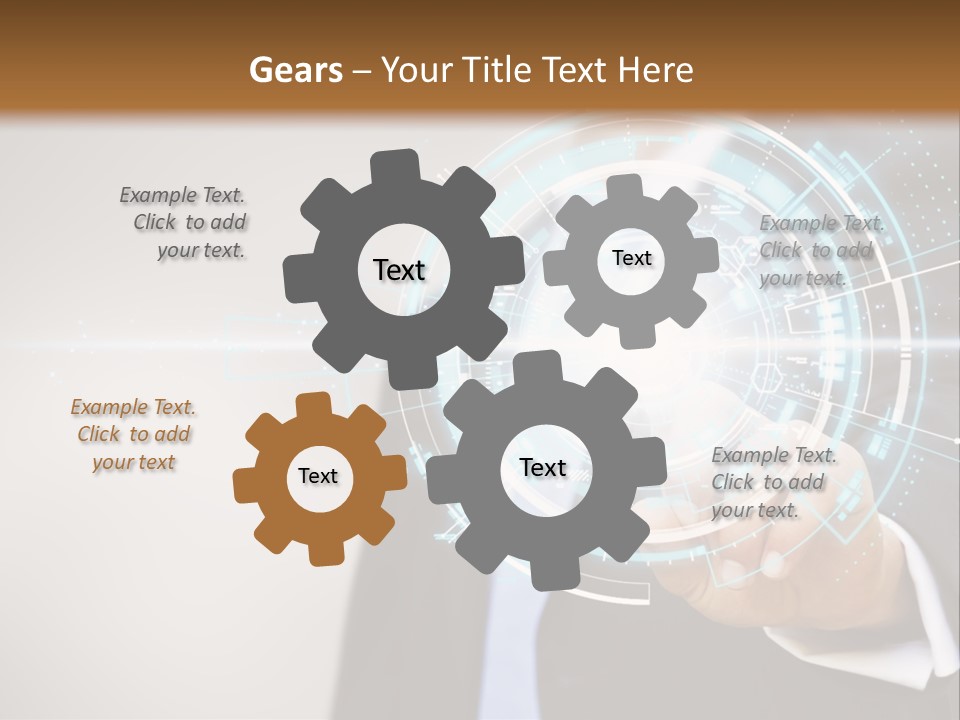 A Man In A Suit Touching A Button On A Touch Screen PowerPoint Template