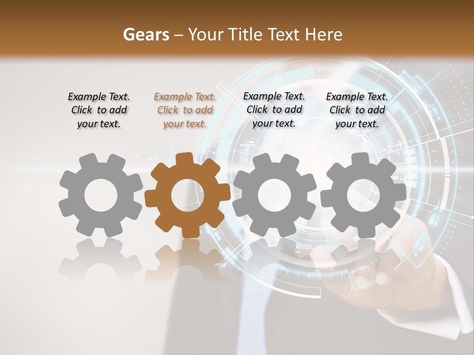 A Man In A Suit Touching A Button On A Touch Screen PowerPoint Template