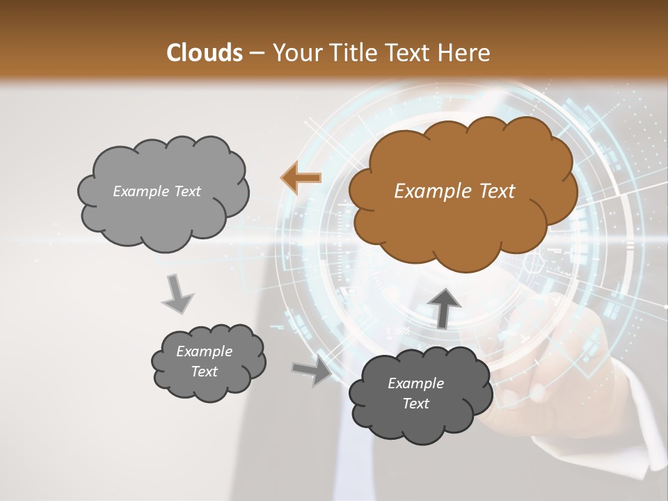 A Man In A Suit Touching A Button On A Touch Screen PowerPoint Template