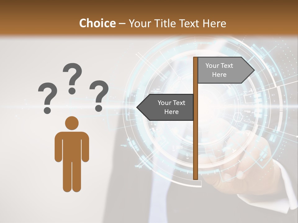 A Man In A Suit Touching A Button On A Touch Screen PowerPoint Template
