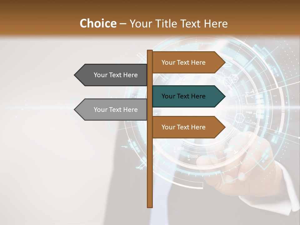 A Man In A Suit Touching A Button On A Touch Screen PowerPoint Template