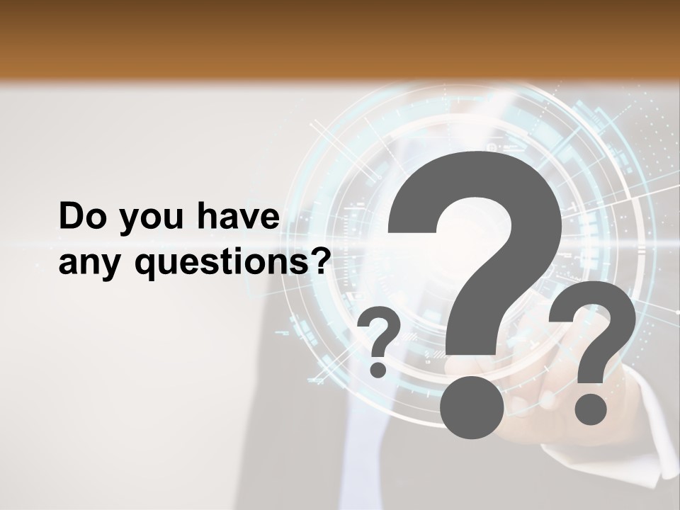 A Man In A Suit Touching A Button On A Touch Screen PowerPoint Template