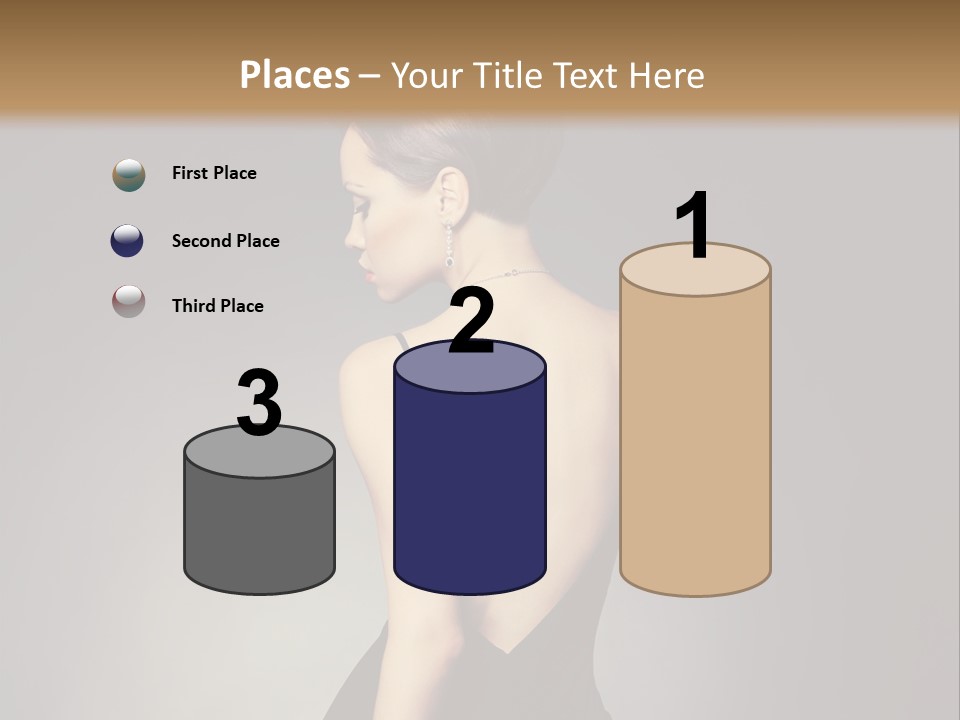 A Woman In A Black Dress Sitting On A Table PowerPoint Template