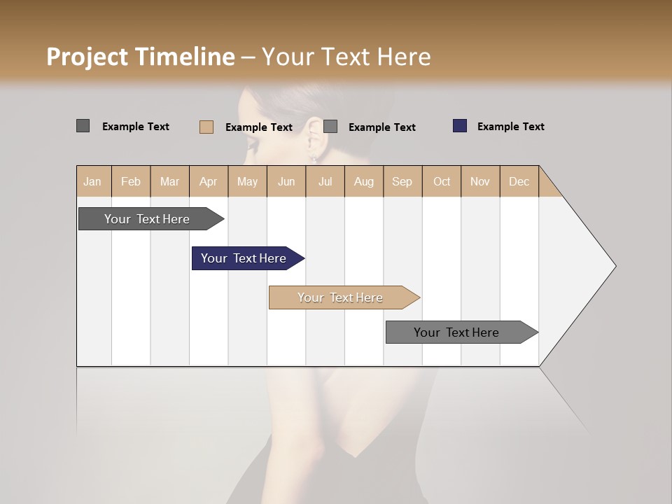 A Woman In A Black Dress Sitting On A Table PowerPoint Template