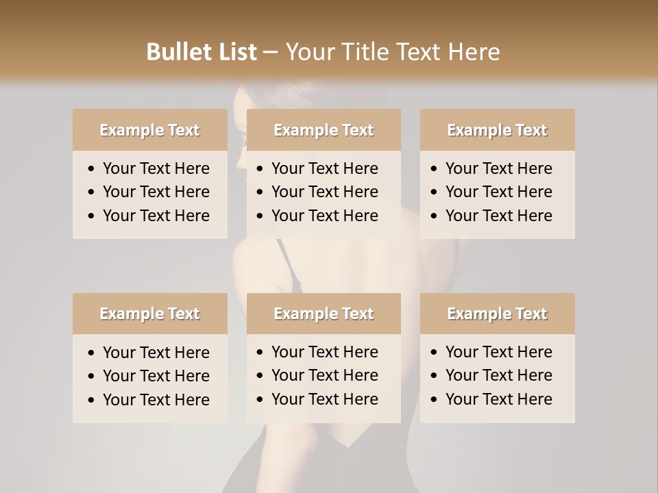 A Woman In A Black Dress Sitting On A Table PowerPoint Template