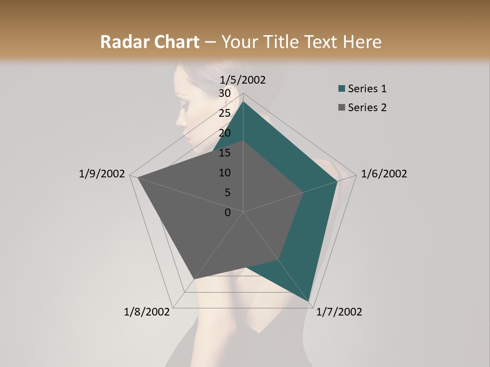 A Woman In A Black Dress Sitting On A Table PowerPoint Template