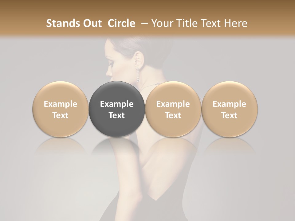 A Woman In A Black Dress Sitting On A Table PowerPoint Template