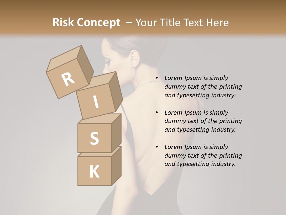 A Woman In A Black Dress Sitting On A Table PowerPoint Template