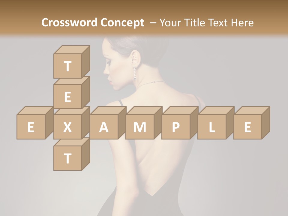 A Woman In A Black Dress Sitting On A Table PowerPoint Template