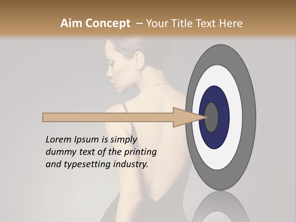 A Woman In A Black Dress Sitting On A Table PowerPoint Template