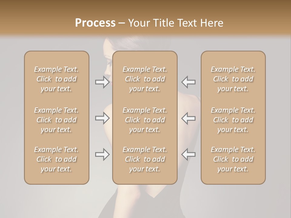 A Woman In A Black Dress Sitting On A Table PowerPoint Template