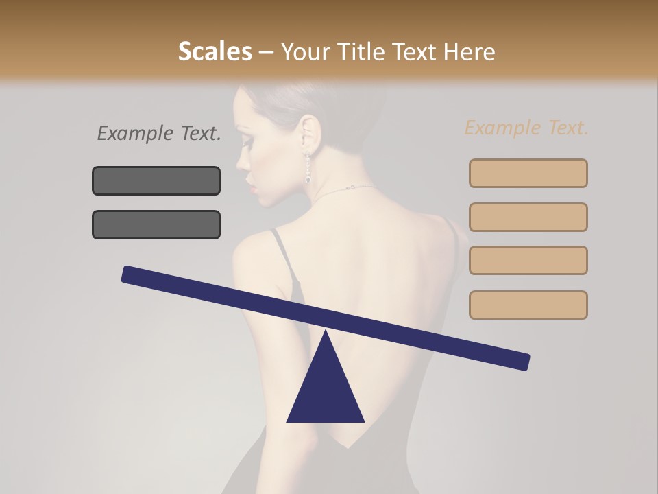 A Woman In A Black Dress Sitting On A Table PowerPoint Template