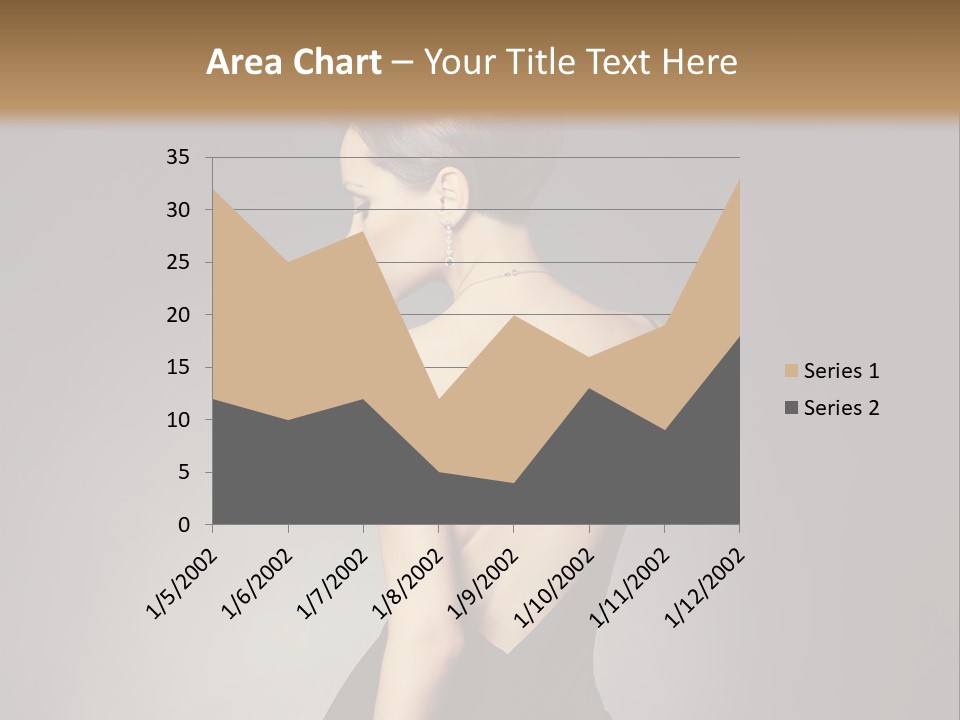 A Woman In A Black Dress Sitting On A Table PowerPoint Template