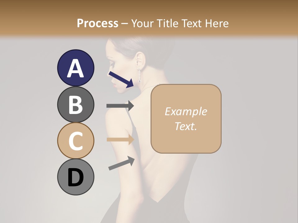 A Woman In A Black Dress Sitting On A Table PowerPoint Template