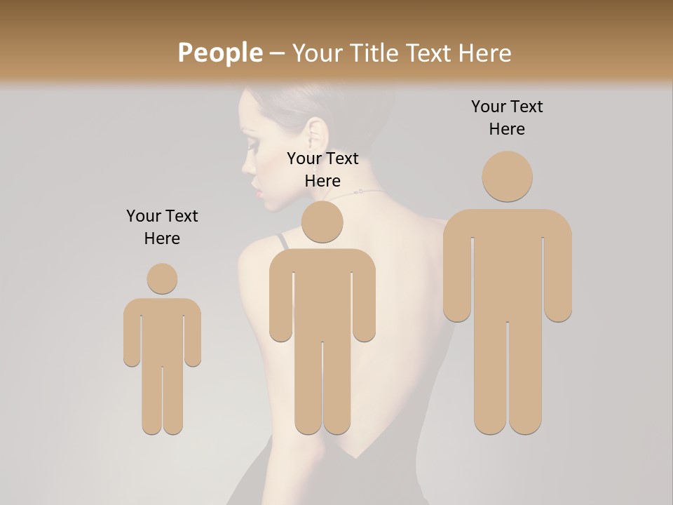 A Woman In A Black Dress Sitting On A Table PowerPoint Template