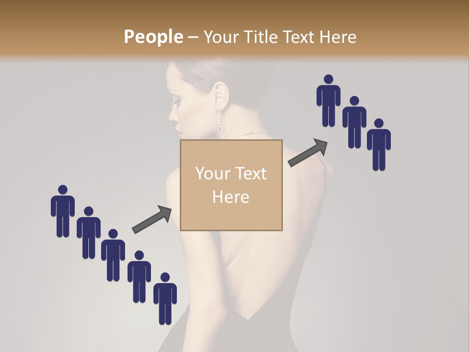 A Woman In A Black Dress Sitting On A Table PowerPoint Template