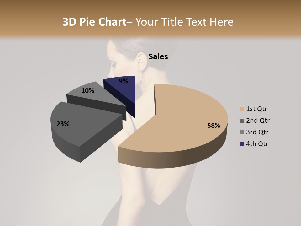 A Woman In A Black Dress Sitting On A Table PowerPoint Template