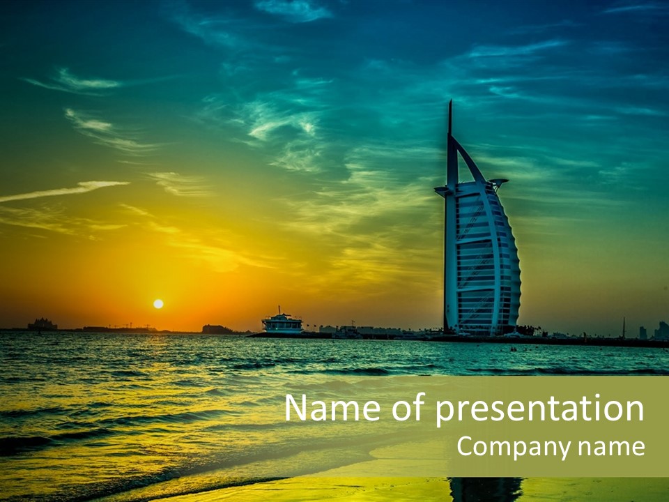 Touristic Emirates Tower PowerPoint Template