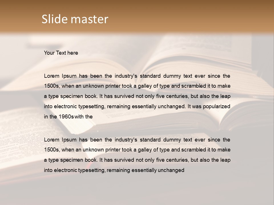 A Pile Of Books Sitting On Top Of A Wooden Table PowerPoint Template