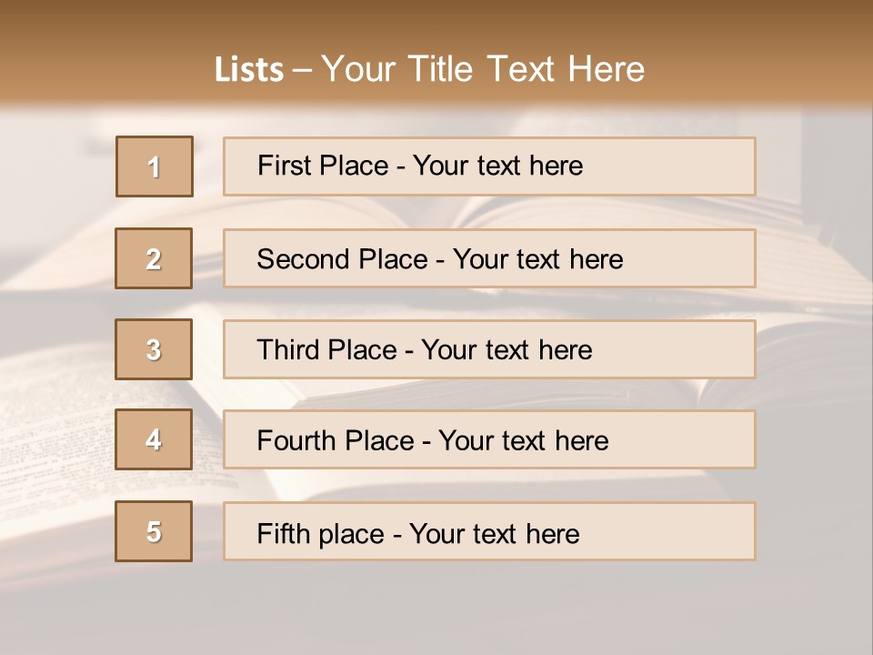 A Pile Of Books Sitting On Top Of A Wooden Table PowerPoint Template