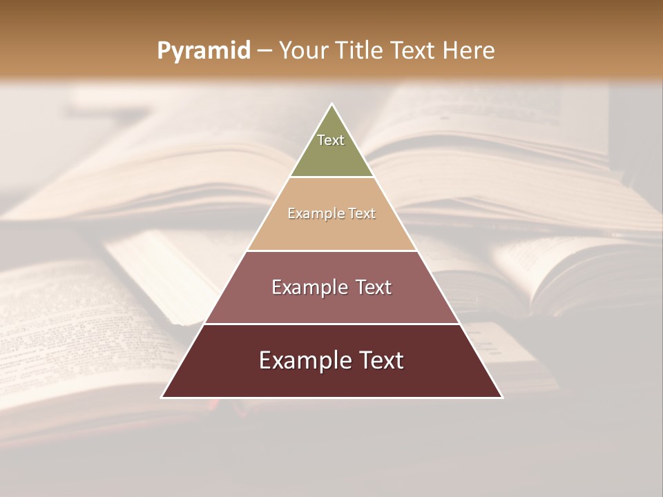 A Pile Of Books Sitting On Top Of A Wooden Table PowerPoint Template