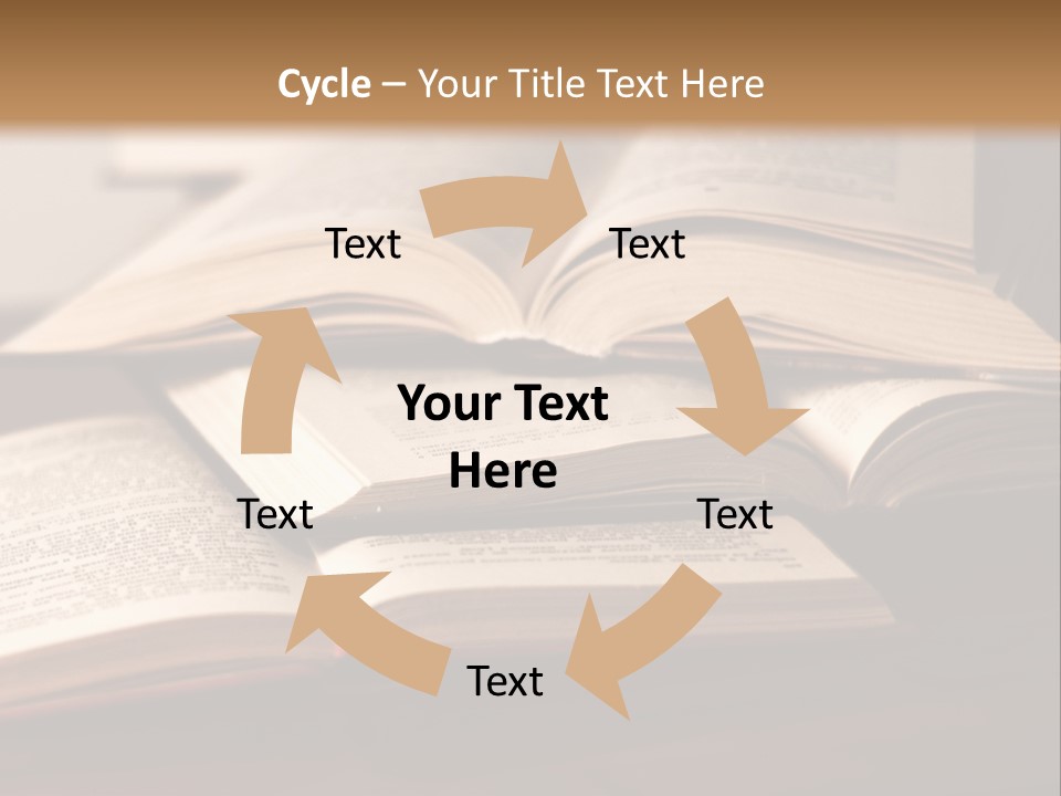 A Pile Of Books Sitting On Top Of A Wooden Table PowerPoint Template