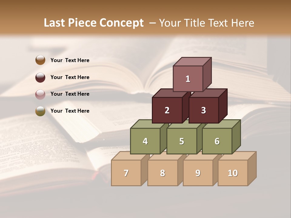 A Pile Of Books Sitting On Top Of A Wooden Table PowerPoint Template
