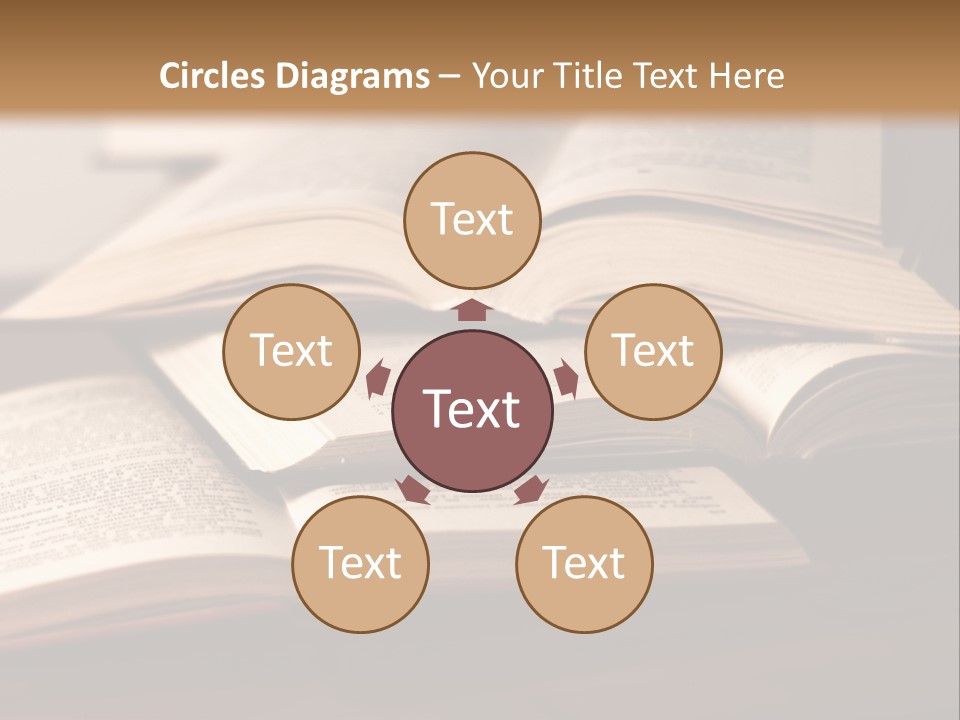 A Pile Of Books Sitting On Top Of A Wooden Table PowerPoint Template