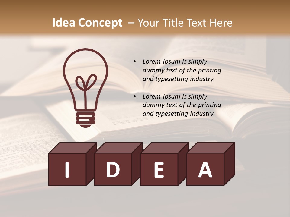 A Pile Of Books Sitting On Top Of A Wooden Table PowerPoint Template