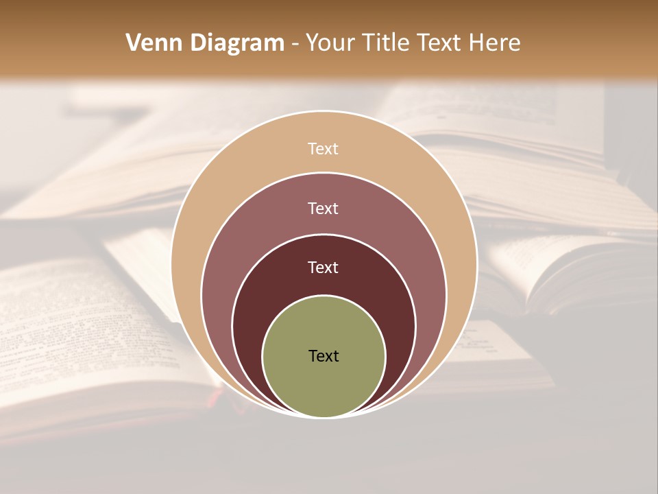 A Pile Of Books Sitting On Top Of A Wooden Table PowerPoint Template