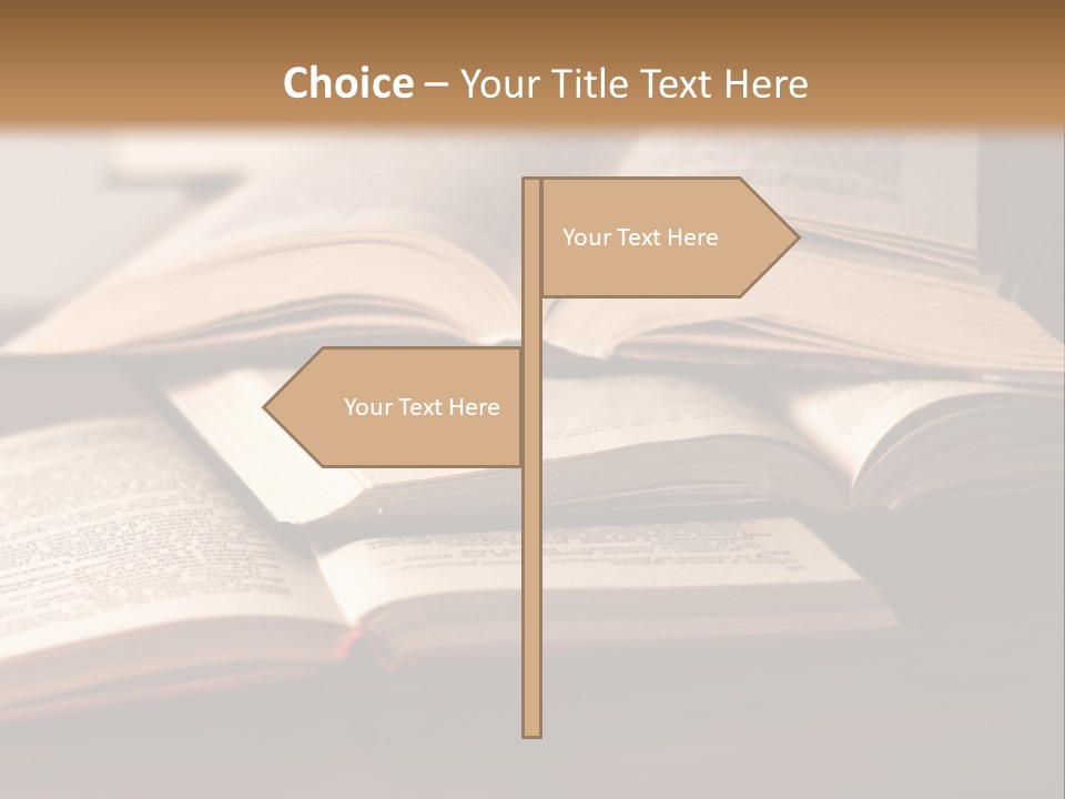 A Pile Of Books Sitting On Top Of A Wooden Table PowerPoint Template