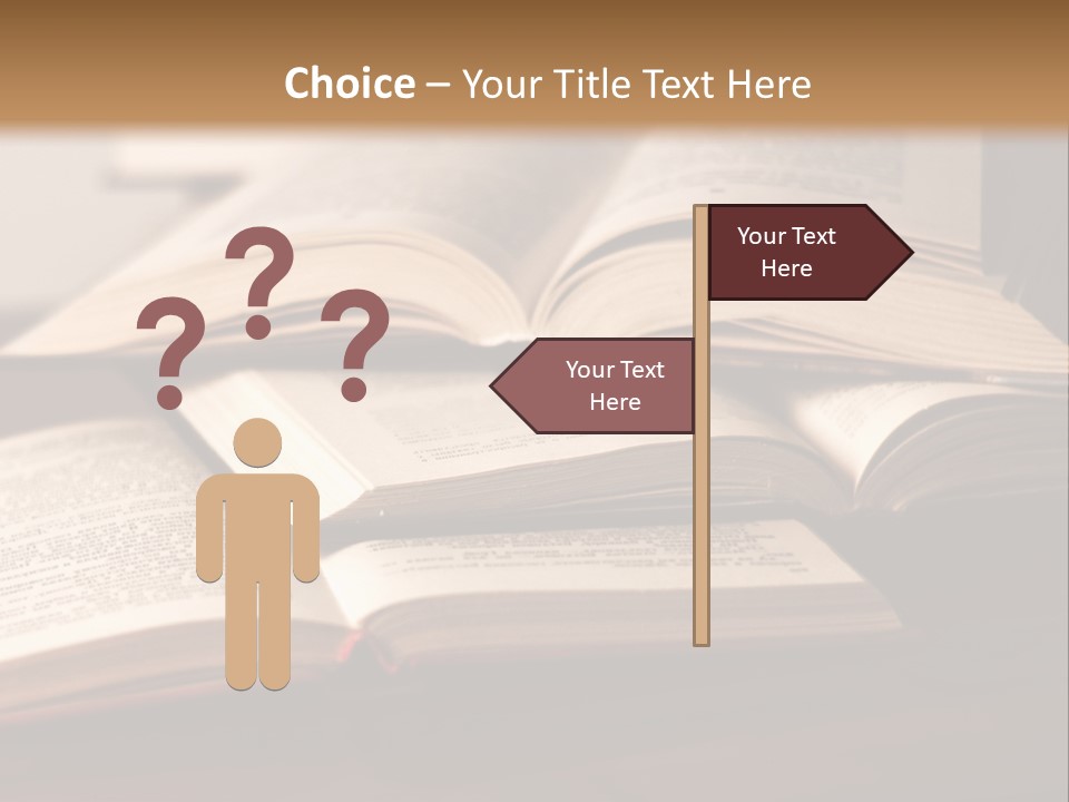 A Pile Of Books Sitting On Top Of A Wooden Table PowerPoint Template