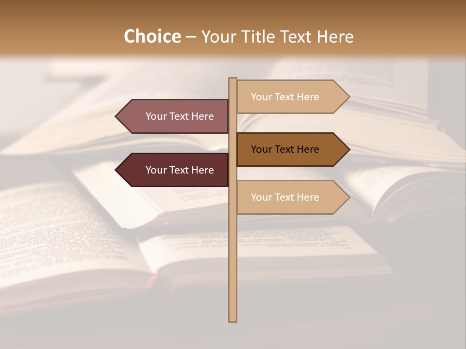 A Pile Of Books Sitting On Top Of A Wooden Table PowerPoint Template
