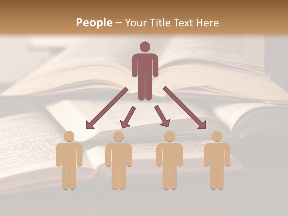 A Pile Of Books Sitting On Top Of A Wooden Table PowerPoint Template