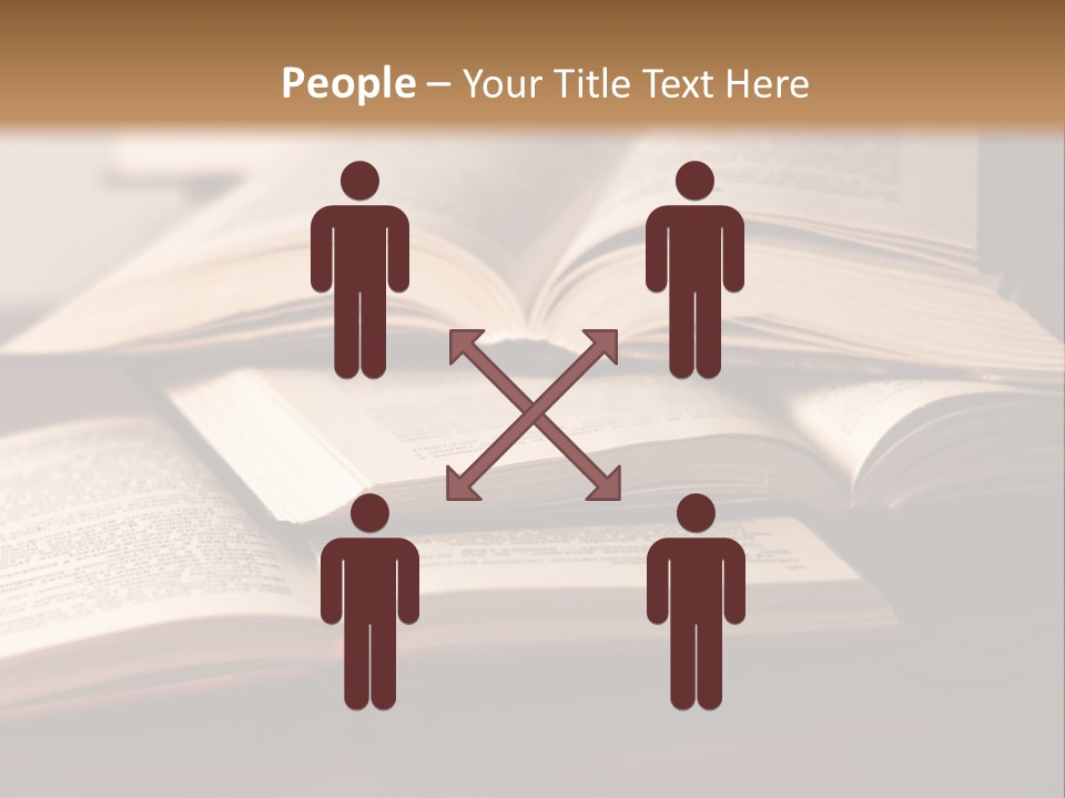 A Pile Of Books Sitting On Top Of A Wooden Table PowerPoint Template