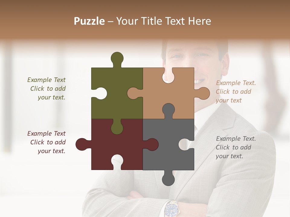 A Man In A Suit And Tie With His Arms Crossed PowerPoint Template