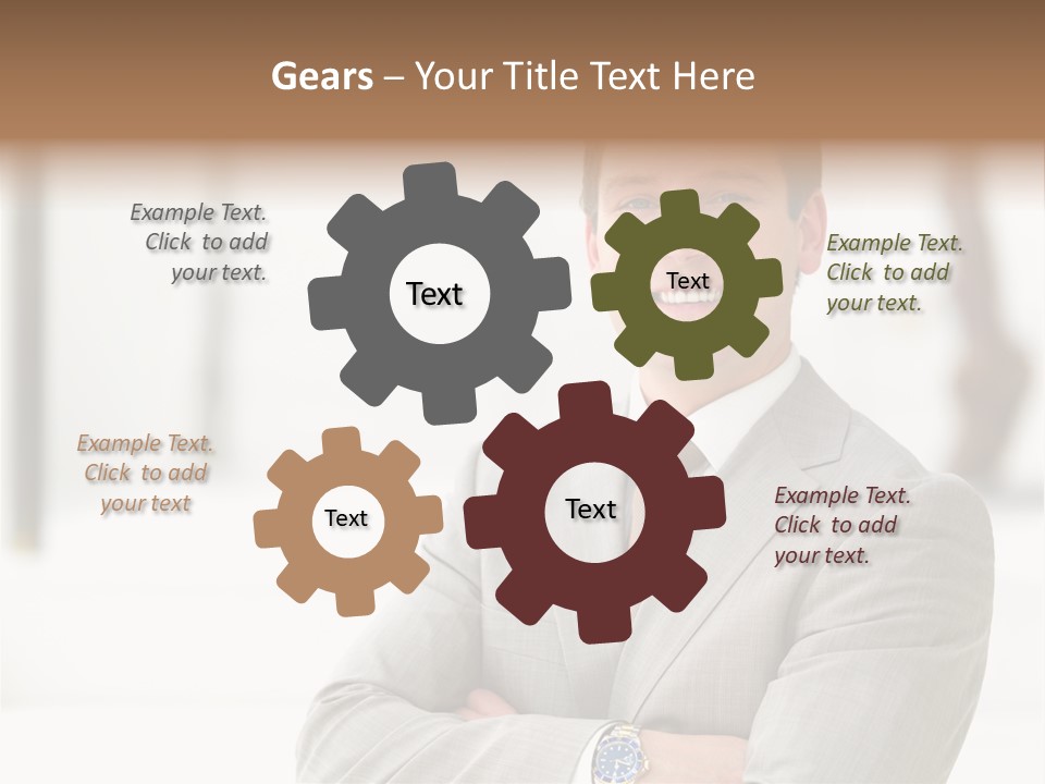 A Man In A Suit And Tie With His Arms Crossed PowerPoint Template