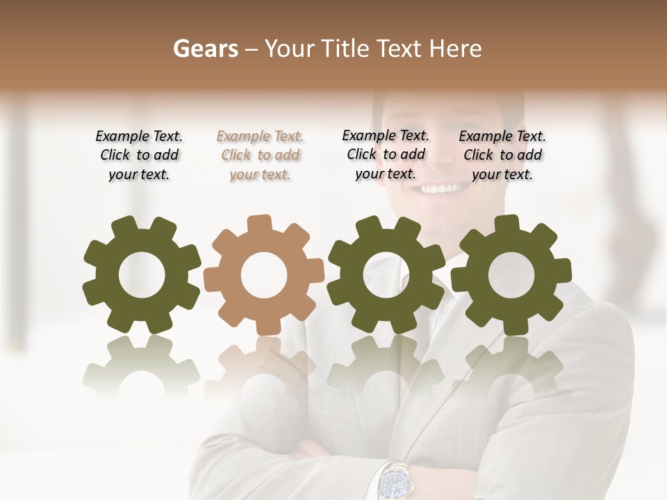 A Man In A Suit And Tie With His Arms Crossed PowerPoint Template