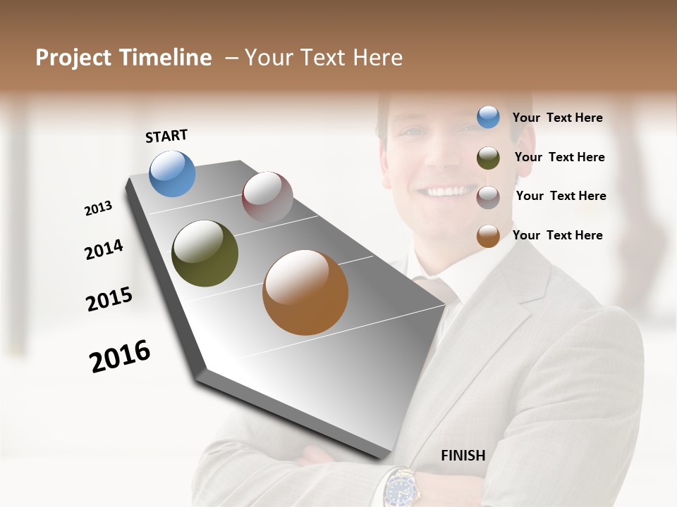 A Man In A Suit And Tie With His Arms Crossed PowerPoint Template