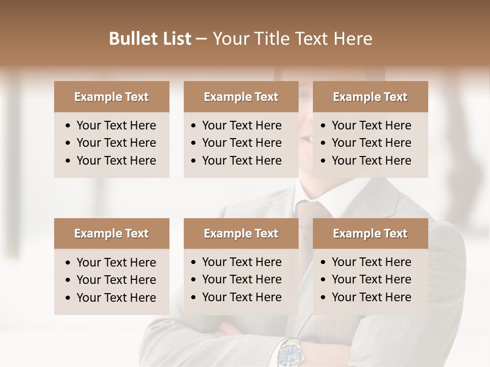 A Man In A Suit And Tie With His Arms Crossed PowerPoint Template
