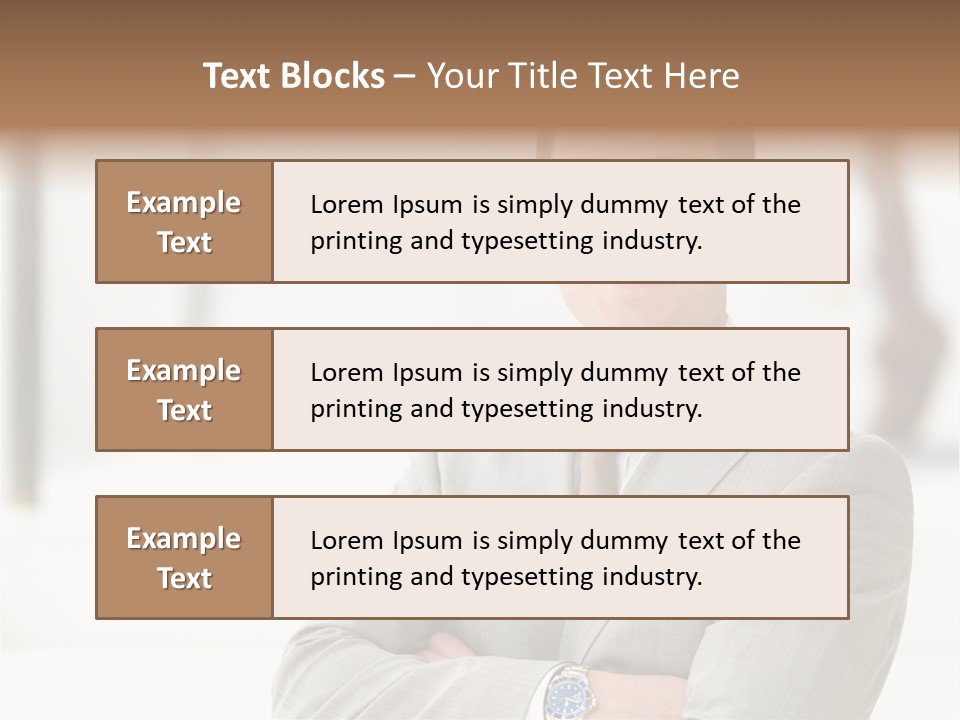 A Man In A Suit And Tie With His Arms Crossed PowerPoint Template